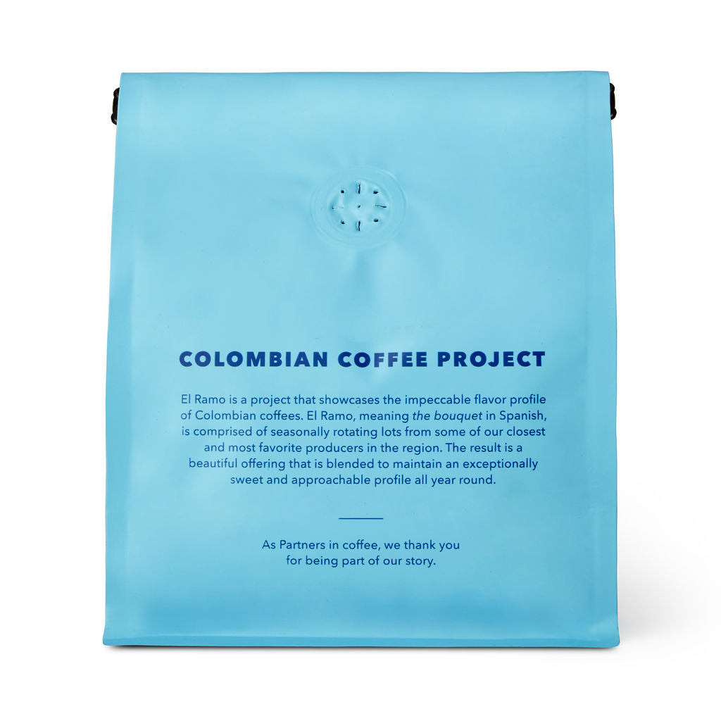Bag of specialty roast coffee from Colombia, Nariño with notes of Rich Flavors