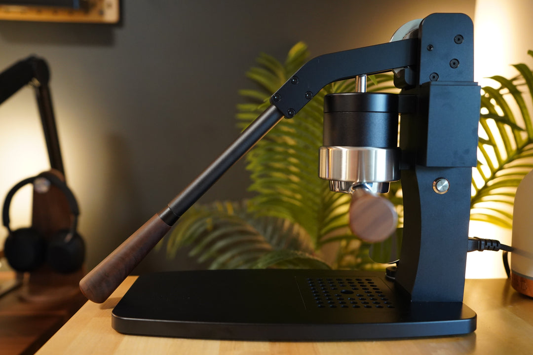 Turin Axis espresso-only lever machine shown without a steam wand