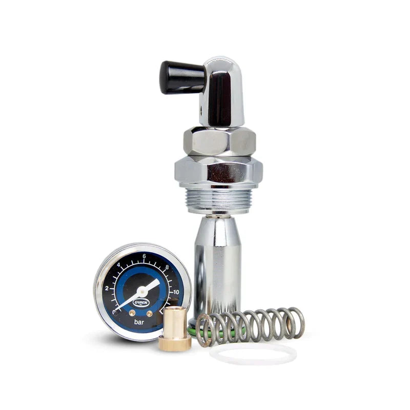 E61 flow control device using a needle valve to regulate espresso brew-water flow