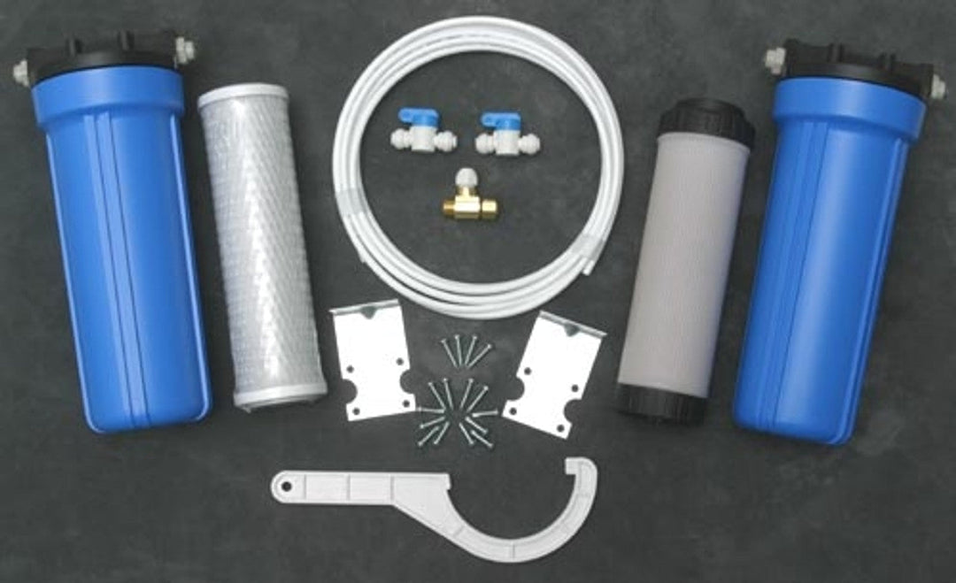 Coffee-equipment water filtration system used to manage water chemistry including chloride risk