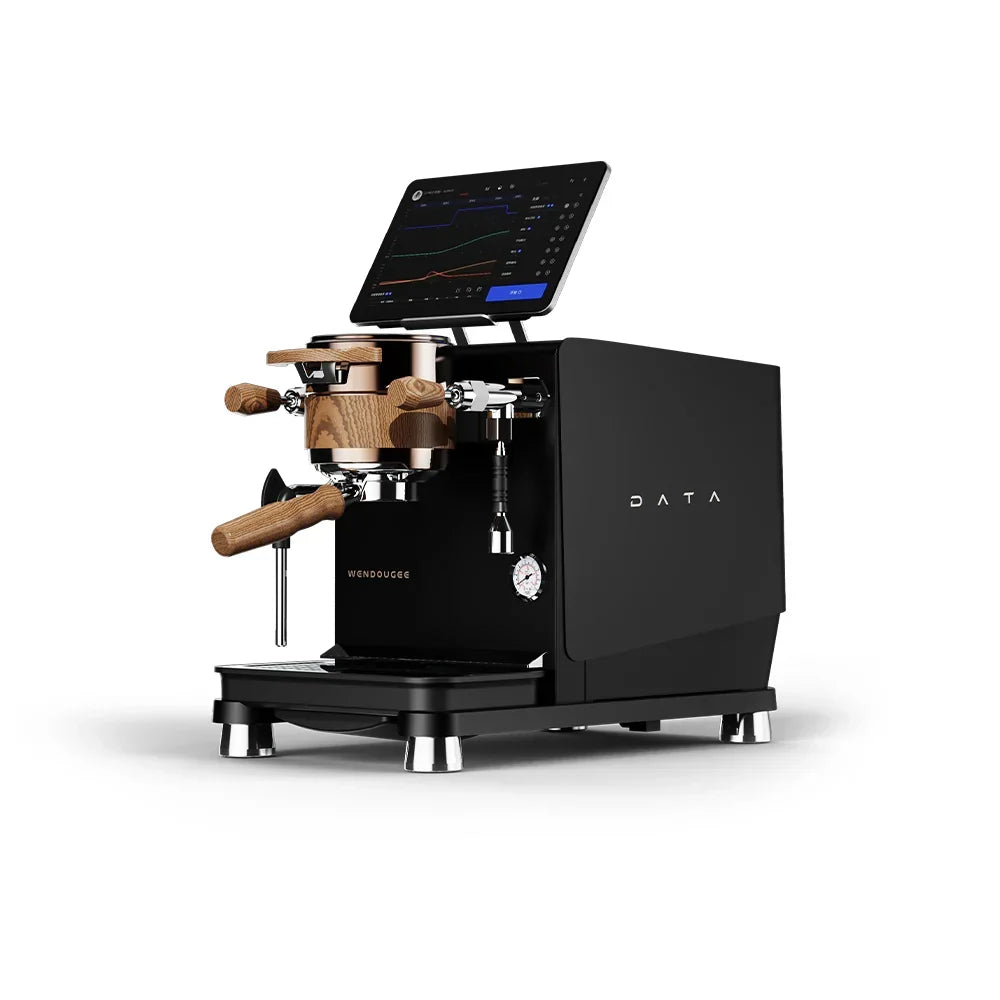 Wendougee Data S espresso machine using a gear pump for programmable pressure and flow control