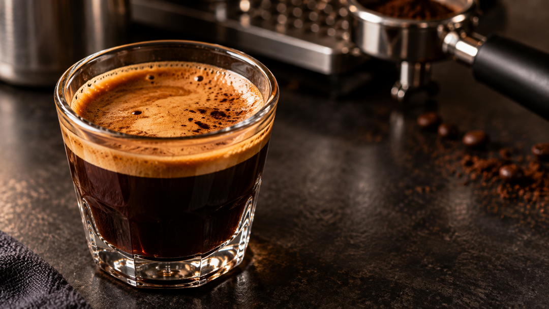 Fresh espresso showing a golden crema layer with fine bubbles and tiger striping