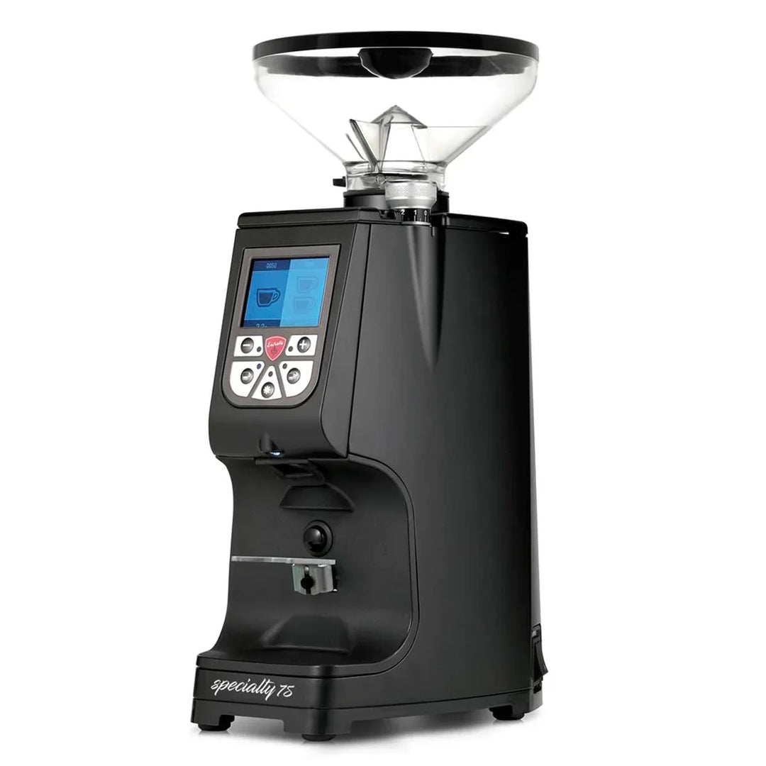 Eureka Atom 75 espresso grinder using 75mm hardened-steel flat burrs