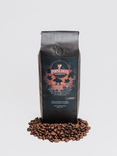 Pops Crème Brûlée flavored coffee bag on white background