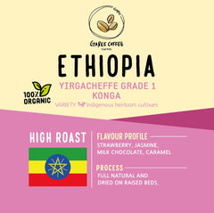 GABEE Ethiopia Konga Grade 1 label with roast and process details