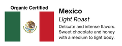 Close-up of the roast and flavor label for Bendix Mexico Light Roast Coffee