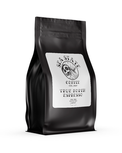 Sea State True North Espresso in a black side-gusset coffee bag