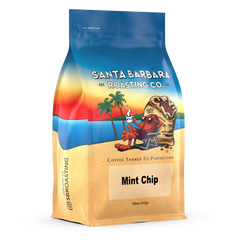 Santa Barbara Mint Chip Flavored Coffee — angled front view of 12 oz coffee bag