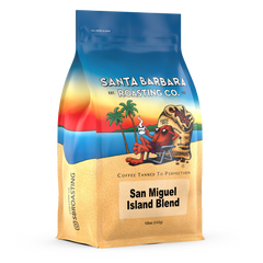Santa Barbara San Miguel Naturally Grown Coffee Blend — angled front view of 12 oz coffee bag