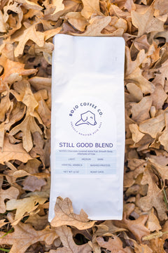 BoJo Still Good Blend bag resting among dry leaves