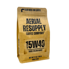 Aerial Resupply 15W40 dark Italian-roast coffee bag