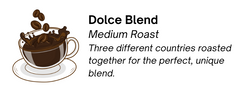 Close-up of the roast and flavor label for Bendix Dolce Medium Roast Coffee Blend