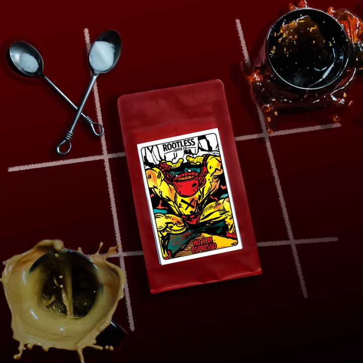 Bag of medium roast coffee from Origin Unknown with notes of Chocolate, Fruity