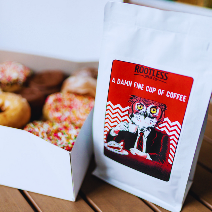 Bag of specialty roast coffee from Blend with notes of Chocolate, Fruity