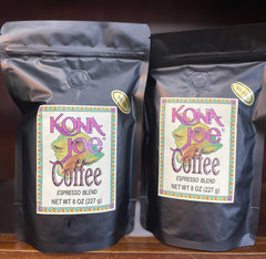 Two eight-ounce bags of Kona Joe Espresso Blend coffee