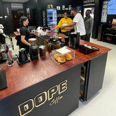 GRIP x DOPE Coffee collaboration group photograph
