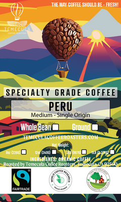 Temecula Fairtrade Peru Medium Roast coffee package