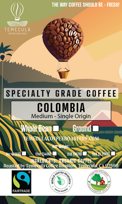Temecula Fairtrade Colombia Medium Roast coffee package
