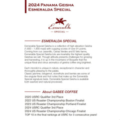 Back of Panama Geisha Noria 5NB coffee information card