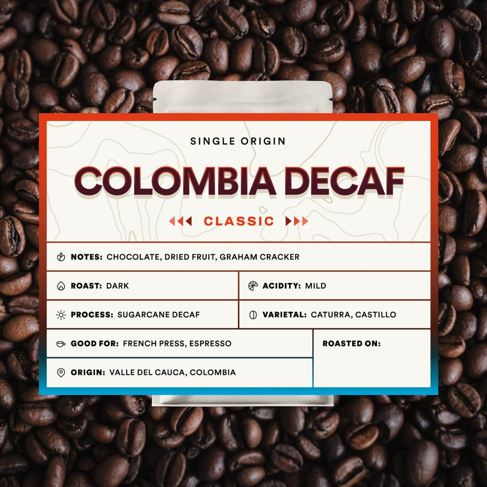 Bag of specialty roast coffee from Colombia, Nariño with notes of Chocolate, Fruity