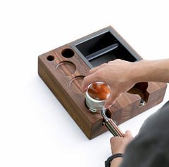 Lab-style coffee bean storage rack detail