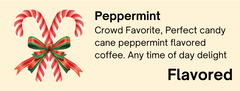 Close-up of the roast and flavor label for Bendix Peppermint Flavored Coffee