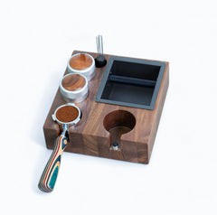 Lab-style coffee bean storage rack detail