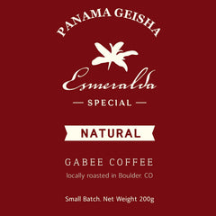 Noria 5NB Geisha coffee lot and package detail