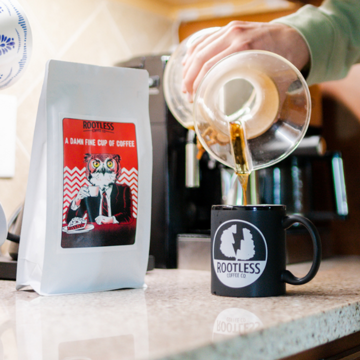 Bag of specialty roast coffee from Blend with notes of Chocolate, Fruity
