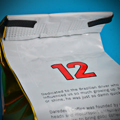 Number 12 tribute text on the Brazil coffee package