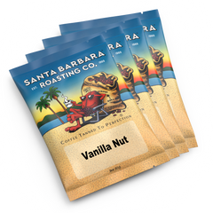 Santa Barbara flavored coffee four-bag sample pack angled view