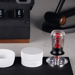 Transparent calibrated espresso tamper