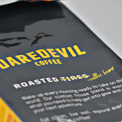House Blend package story text close-up