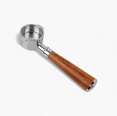 Solid wood handle bottomless espresso portafilter