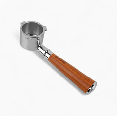 Solid wood handle bottomless espresso portafilter