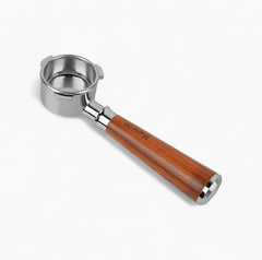 Solid wood handle bottomless espresso portafilter