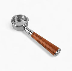 Solid wood handle bottomless espresso portafilter