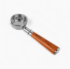 Solid wood handle bottomless espresso portafilter