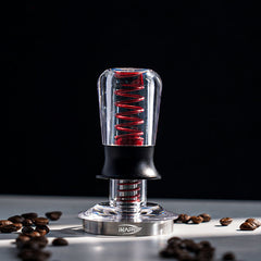 Transparent calibrated espresso tamper