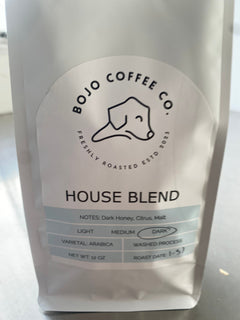 Close view of the BoJo House Blend label