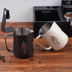 Walnut wood espresso tamping station detail