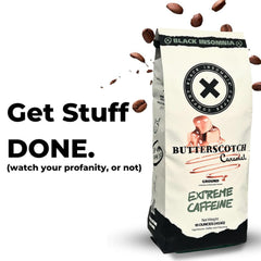Butterscotch Caramel bag in supplier slogan graphic