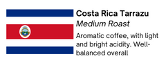 Close-up of the roast and flavor label for Bendix Costa Rica Tarrazu Medium Roast Coffee