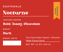 East View Nocturne Mountain Water Process decaf product graphic