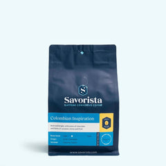 Savorista Colombian Inspiration decaf bag with blue label