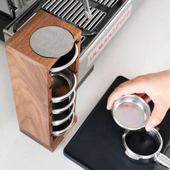 Lab-style coffee bean storage rack detail