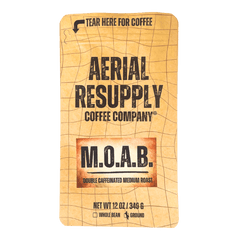 Front label of Aerial Resupply MOAB coffee