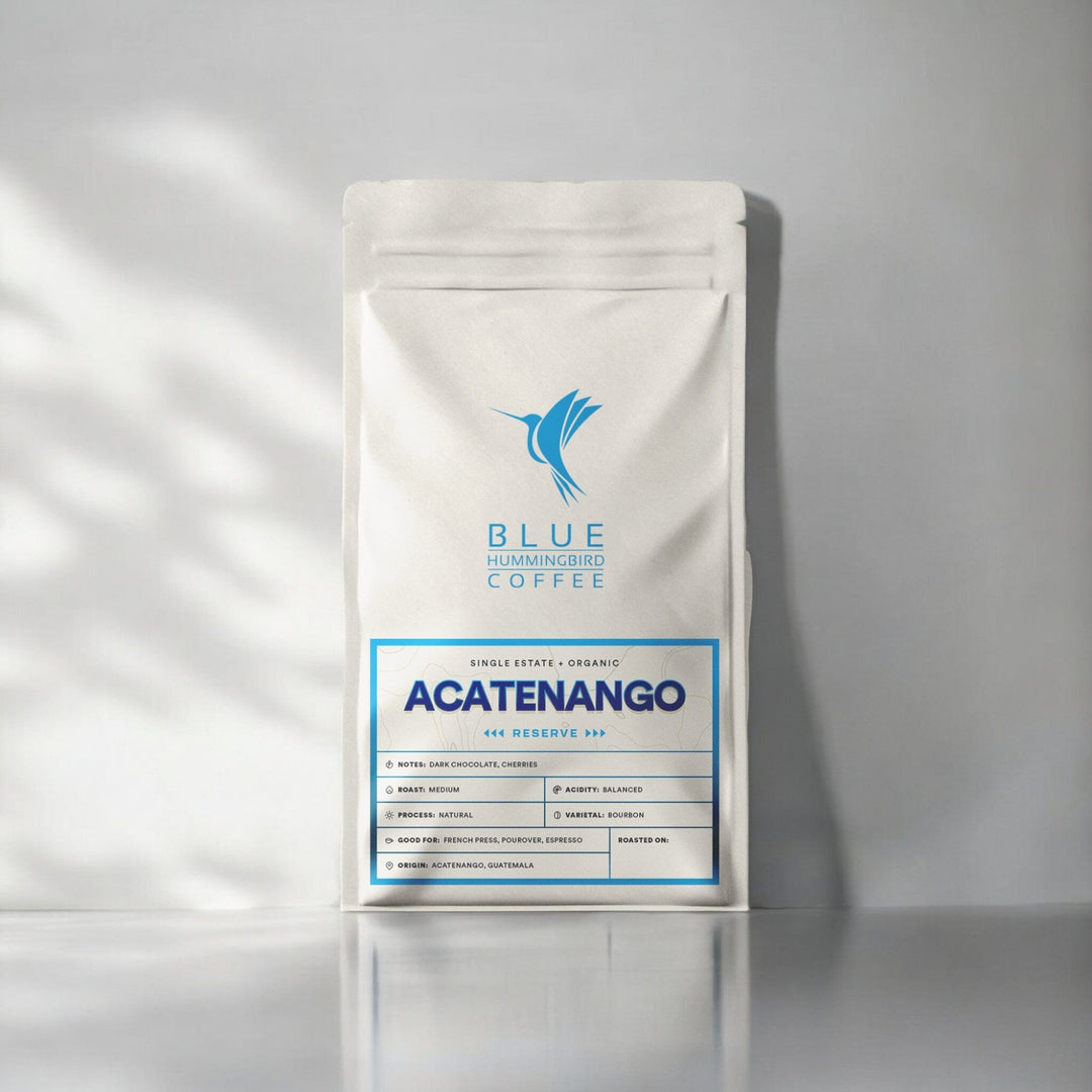Bag of medium roast coffee from Guatemala with notes of Chocolate, Fruity