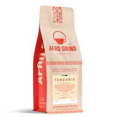 Afro Grind Tanzania Peaberry Coffee — Tanzania peaberry package reverse