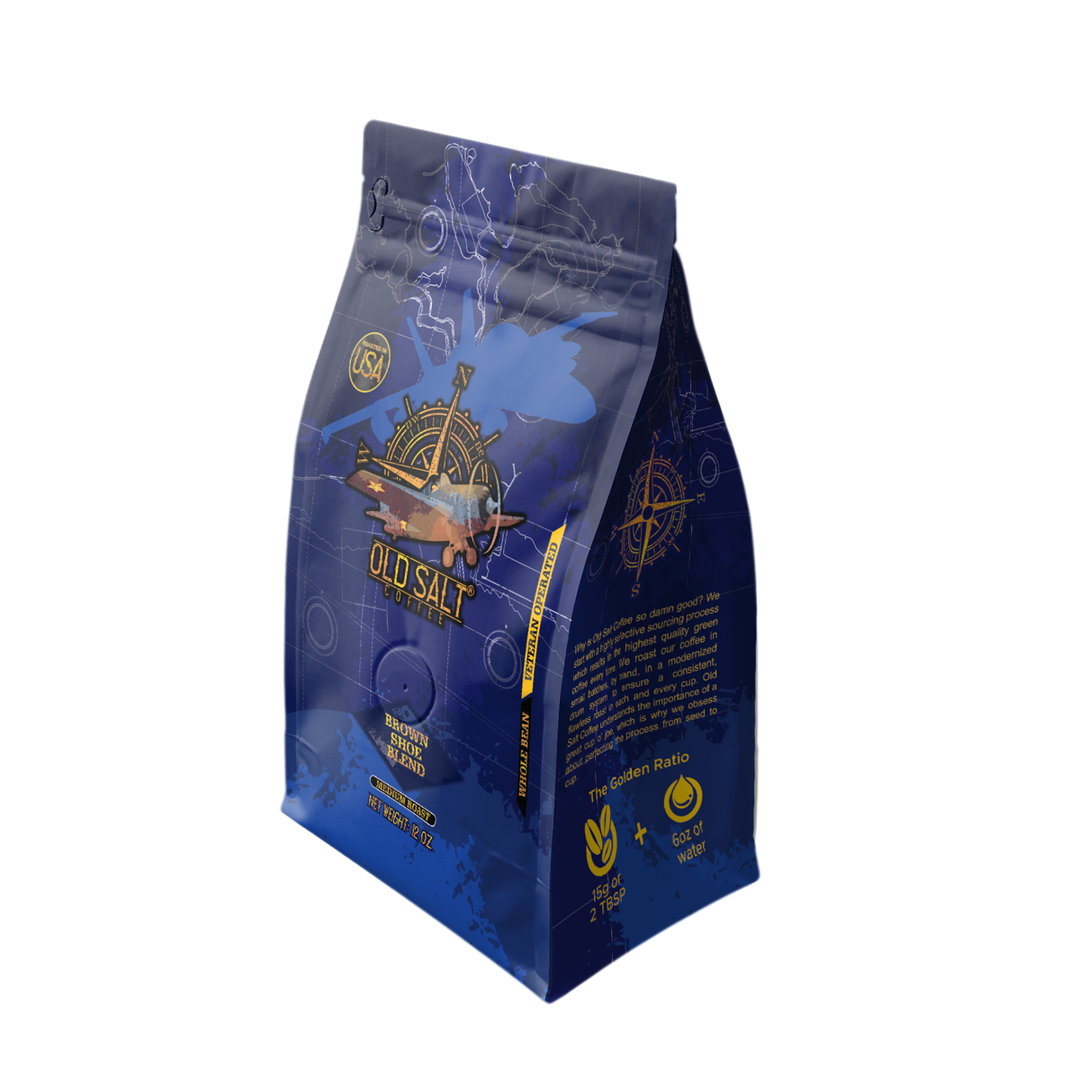 Bag of medium roast coffee from Blend with notes of Chocolate, Fruity